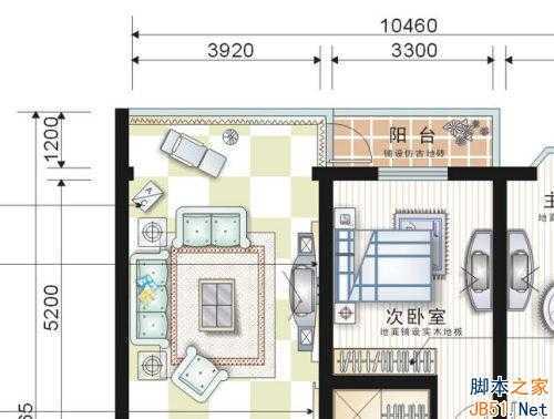 Coreldraw绘制彩色装修平面图_天极设计在线整理