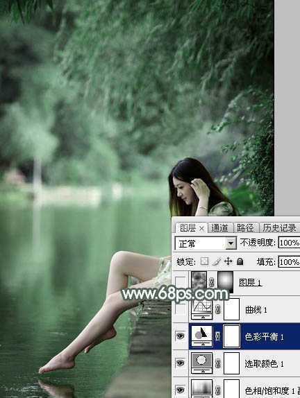 ‘Photoshop打造梦幻的暗绿色夏季美女图片‘