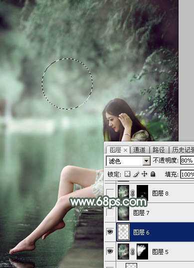 ‘Photoshop打造梦幻的暗绿色夏季美女图片‘