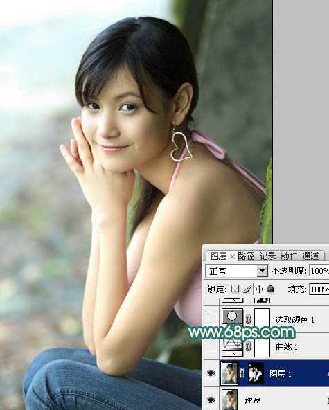 ‘Photoshop为写真人物图片调制出柔美的青红色效果‘