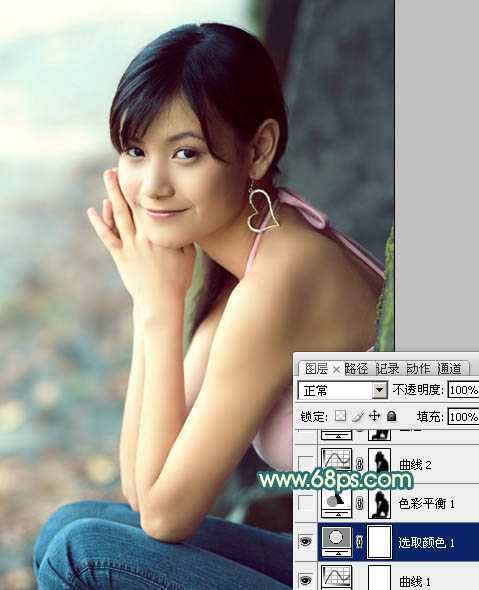 ‘Photoshop为写真人物图片调制出柔美的青红色效果‘