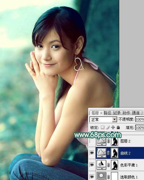 ‘Photoshop为写真人物图片调制出柔美的青红色效果‘