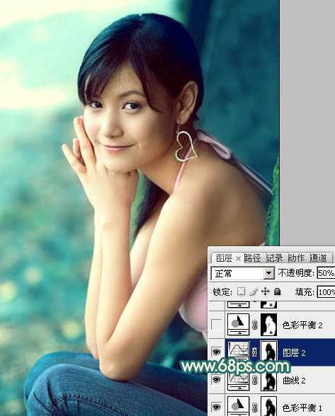 ‘Photoshop为写真人物图片调制出柔美的青红色效果‘