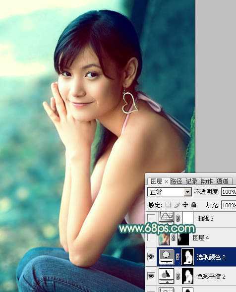 ‘Photoshop为写真人物图片调制出柔美的青红色效果‘