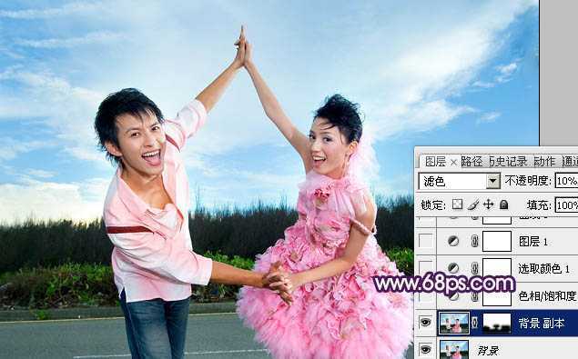 ‘Photoshop为外景婚片打造出甜美的紫色效果‘