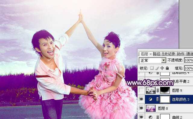 ‘Photoshop为外景婚片打造出甜美的紫色效果‘