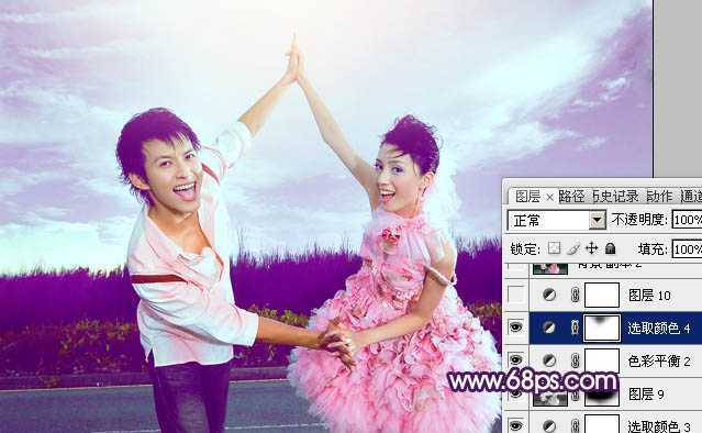 ‘Photoshop为外景婚片打造出甜美的紫色效果‘