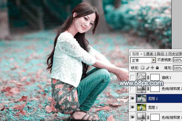 ‘Photoshop将外景美女加上唯美的秋季淡冷色‘