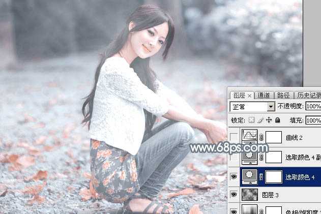 ‘Photoshop将外景美女加上唯美的秋季淡冷色‘