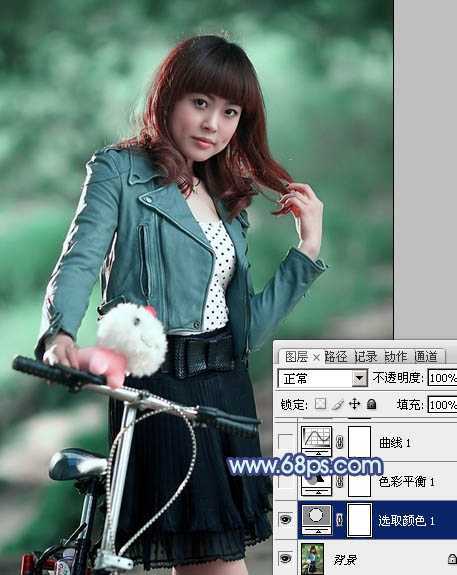 ‘Photoshop为美女图片打造出时尚的韩系青灰色效果‘