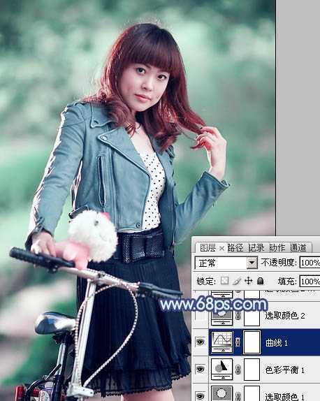 ‘Photoshop为美女图片打造出时尚的韩系青灰色效果‘