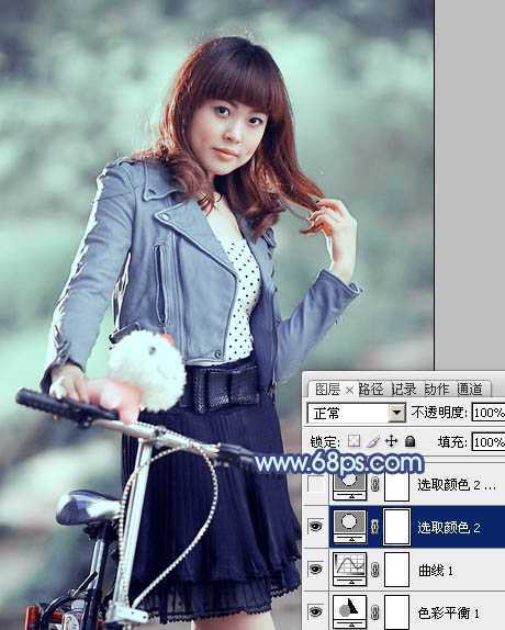‘Photoshop为美女图片打造出时尚的韩系青灰色效果‘