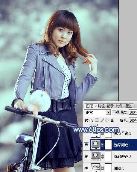 ‘Photoshop为美女图片打造出时尚的韩系青灰色效果‘