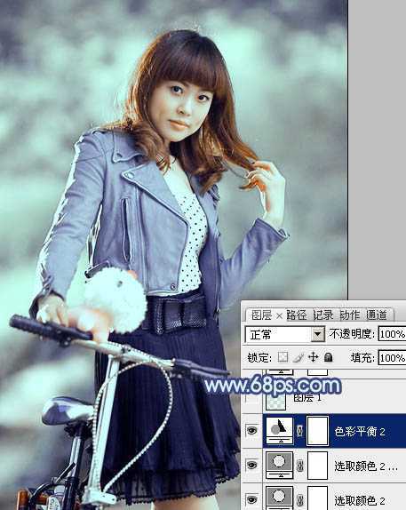 ‘Photoshop为美女图片打造出时尚的韩系青灰色效果‘