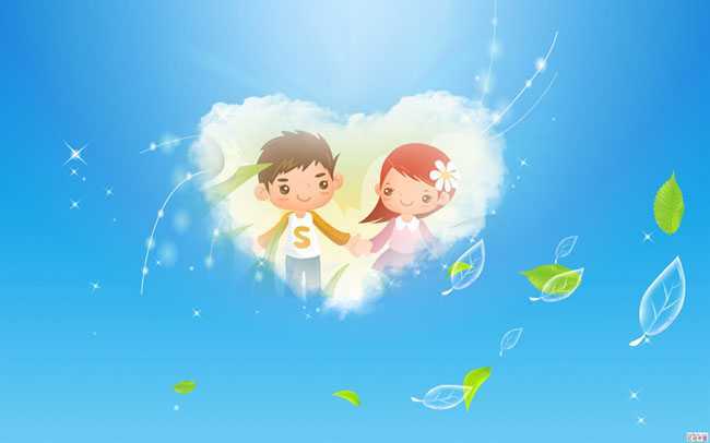 ‘ps下简单三步合成梦幻的心形情侣图片‘