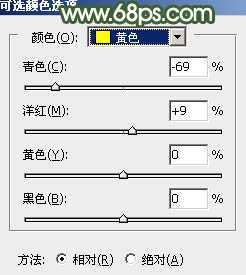 ‘Photoshop将树景人物图片打造灿烂的黄绿色‘