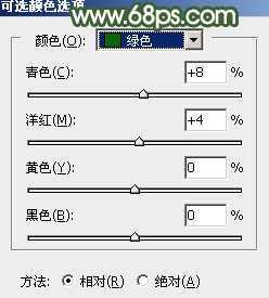‘Photoshop将树景人物图片打造灿烂的黄绿色‘
