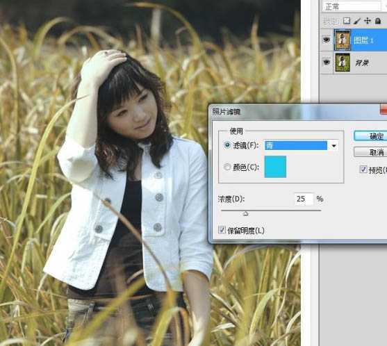 ‘Photoshop将外景人物图片调成流行的淡黄日韩色‘