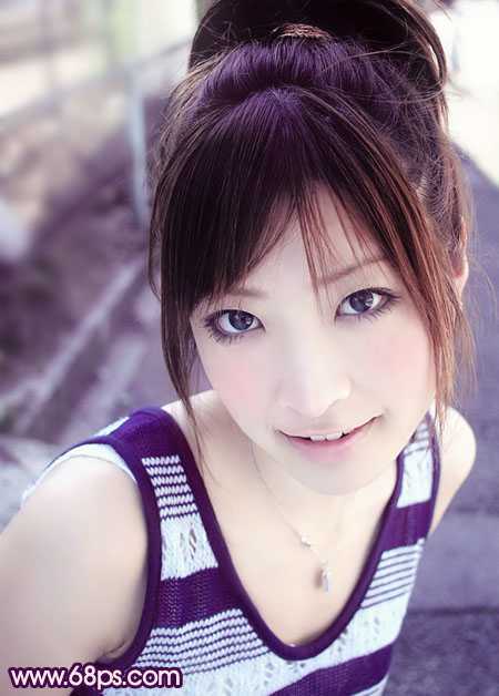 ‘Photoshop为美女图片调制出粉嫩的淡紫色效果‘