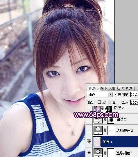 ‘Photoshop为美女图片调制出粉嫩的淡紫色效果‘