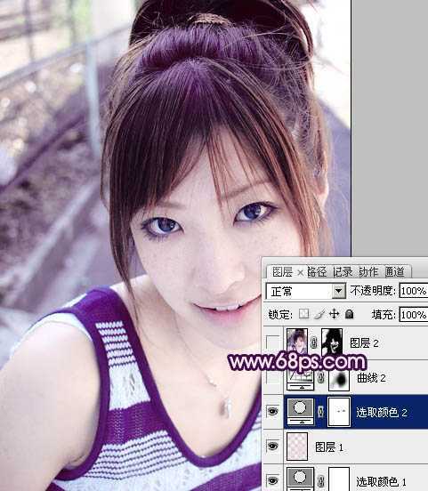 ‘Photoshop为美女图片调制出粉嫩的淡紫色效果‘