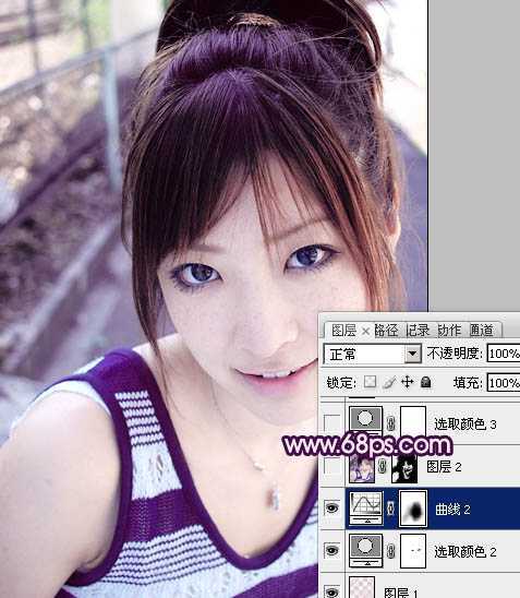 ‘Photoshop为美女图片调制出粉嫩的淡紫色效果‘