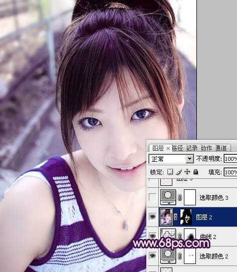 ‘Photoshop为美女图片调制出粉嫩的淡紫色效果‘
