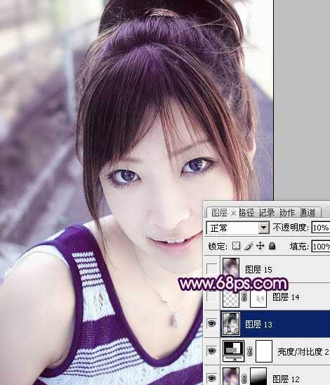 ‘Photoshop为美女图片调制出粉嫩的淡紫色效果‘