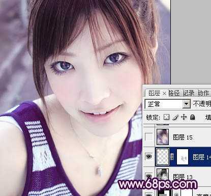 ‘Photoshop为美女图片调制出粉嫩的淡紫色效果‘