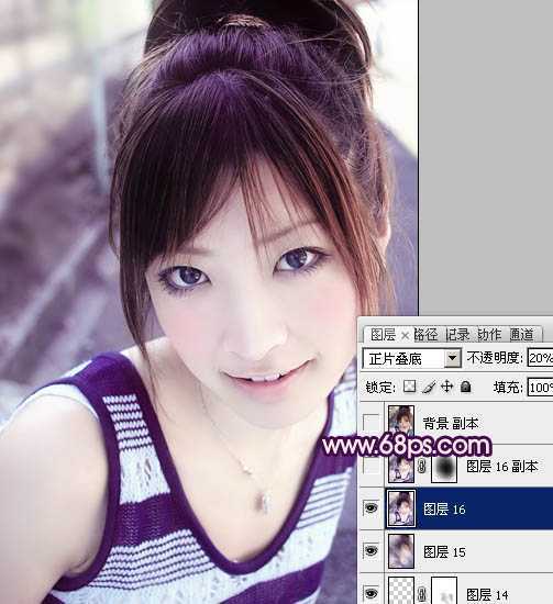 ‘Photoshop为美女图片调制出粉嫩的淡紫色效果‘