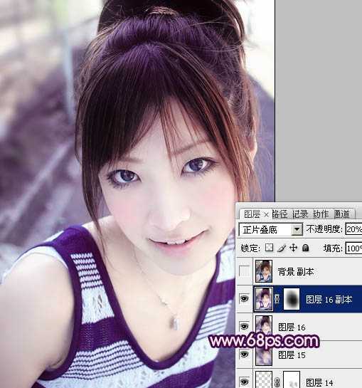 ‘Photoshop为美女图片调制出粉嫩的淡紫色效果‘