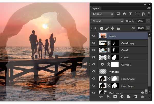 ‘PS合成生动的画面融入人物头部创意二次曝效果‘