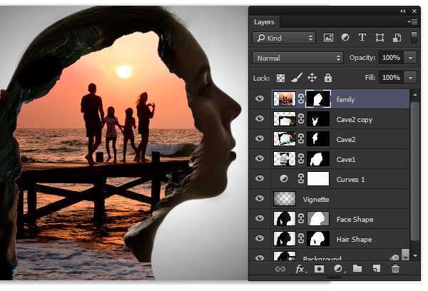 ‘PS合成生动的画面融入人物头部创意二次曝效果‘