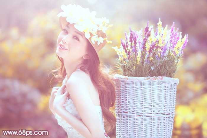 ‘Photoshop将外景美女图片打造出唯美的紫红色效果‘