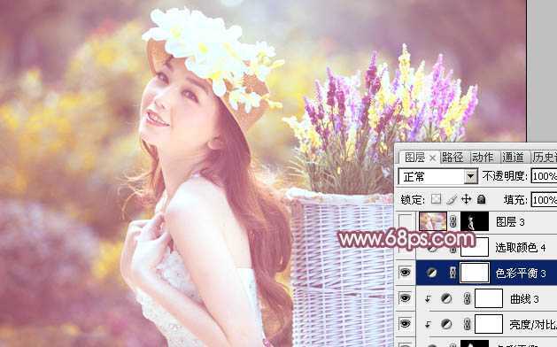 ‘Photoshop将外景美女图片打造出唯美的紫红色效果‘