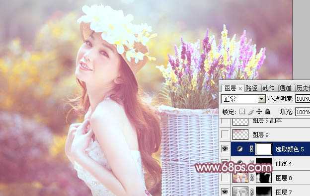 ‘Photoshop将外景美女图片打造出唯美的紫红色效果‘