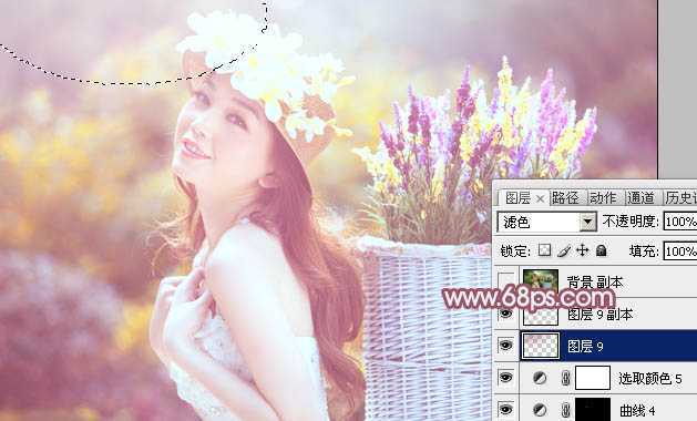 ‘Photoshop将外景美女图片打造出唯美的紫红色效果‘