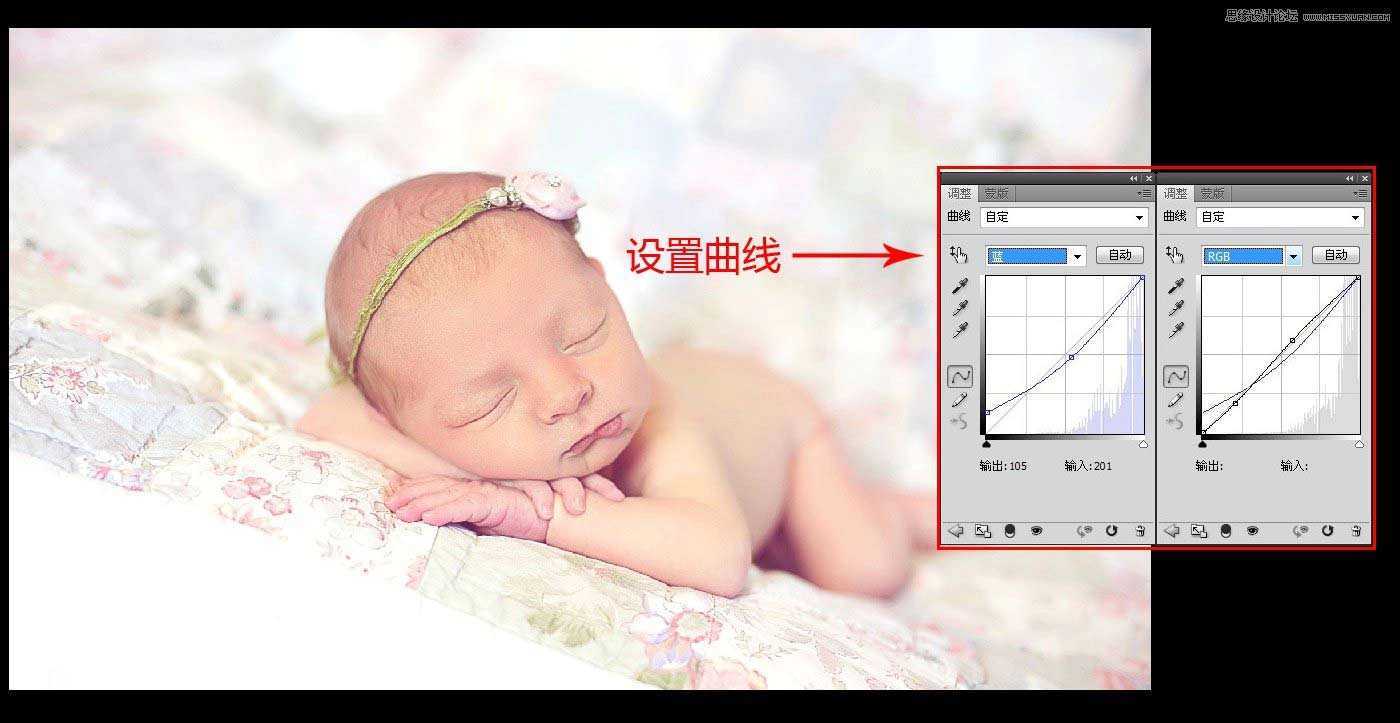 ‘Photoshop调出日系暖色明亮的新生宝宝照片效果‘