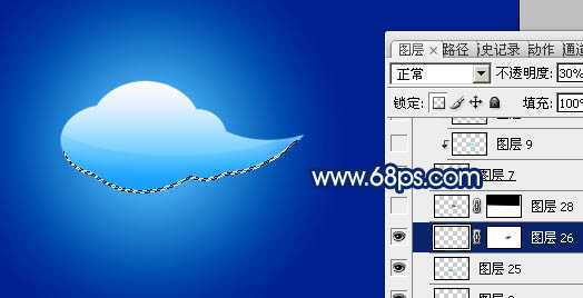 ‘Photoshop将制作出一个漂亮的蓝色立体水晶祥云效果‘