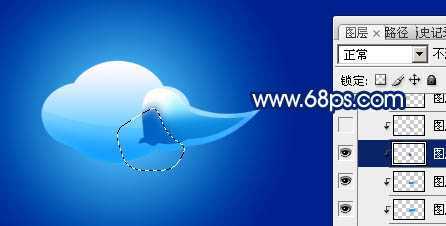 ‘Photoshop将制作出一个漂亮的蓝色立体水晶祥云效果‘