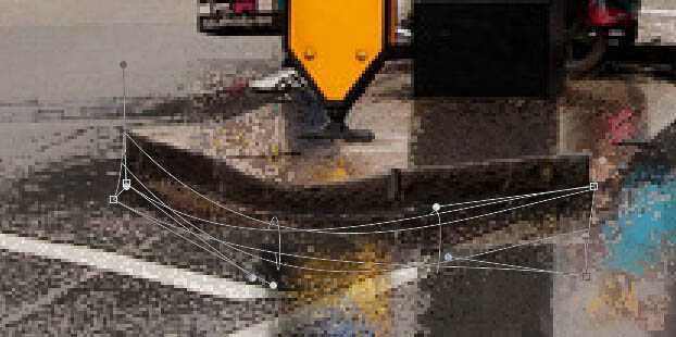 ‘Photoshop将街道图片调出雨水湿润的路面‘