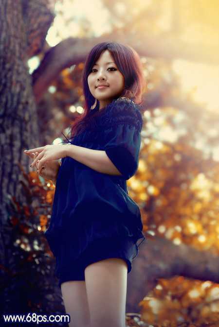 ‘Photoshop将大树边的人物调制出斑斓的霞光暖色‘