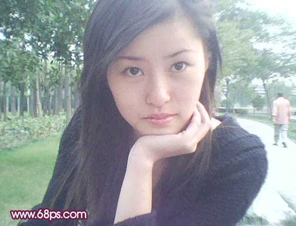 ‘photoshop将失真的手机美女照片转为粉红色仿手绘效果‘