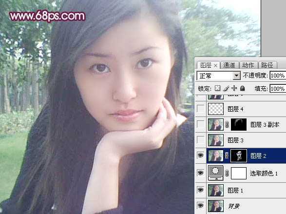 ‘photoshop将失真的手机美女照片转为粉红色仿手绘效果‘