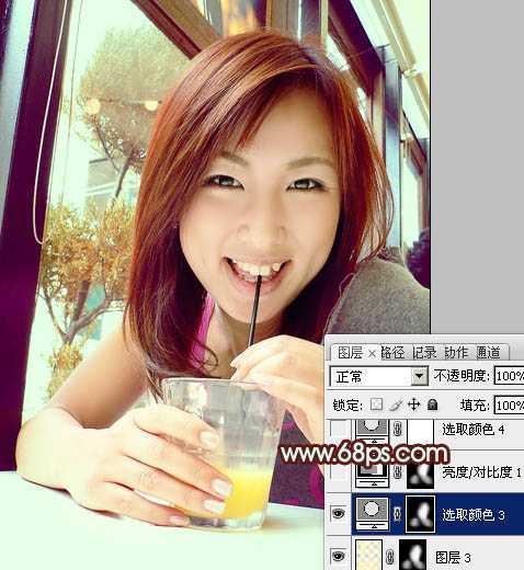 ‘Photoshop将室内人物照片调成甜美的青褐色‘
