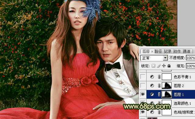 ‘Photoshop制作个性的古典暗金色婚片效果‘