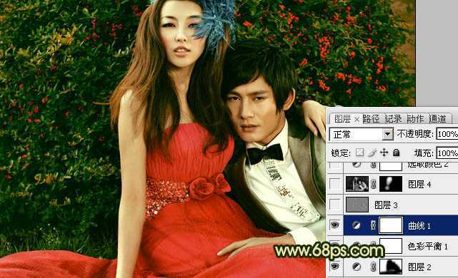 ‘Photoshop制作个性的古典暗金色婚片效果‘