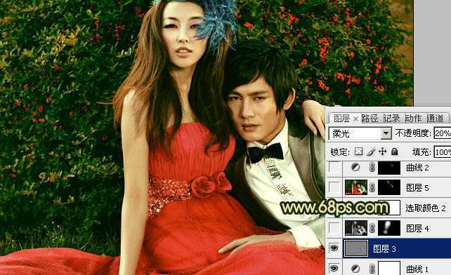 ‘Photoshop制作个性的古典暗金色婚片效果‘