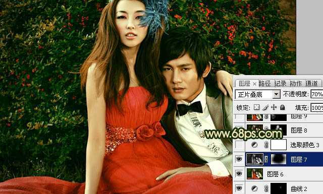 ‘Photoshop制作个性的古典暗金色婚片效果‘