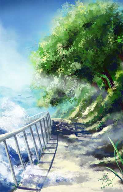 ‘鼠绘幽静的林间小道‘